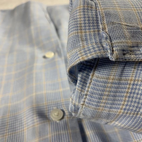 Ermenegildo Zegna Men's Blue Check Button Up Long Sleeve Dress Shirt Sz XXL 8779 - Picture 7 of 11